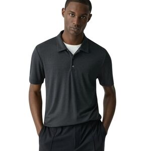 Theory Men's XXL Black Anemone Modal Jersey Bron Polo Shirt